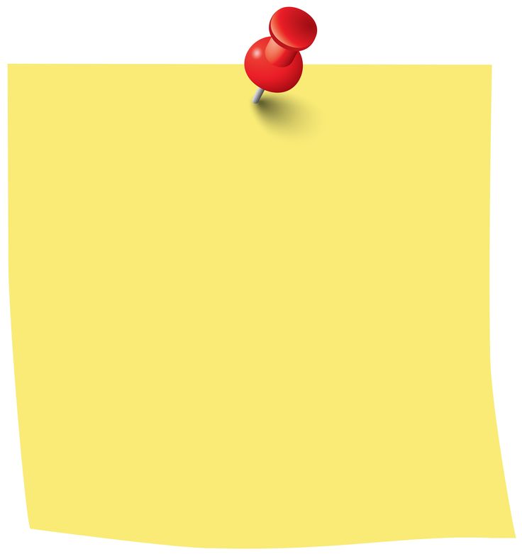 a piece of yellow paper with two red push pins on it and a white background