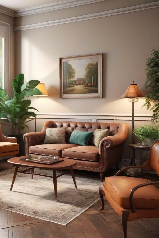 a living room filled with furniture and a potted plant