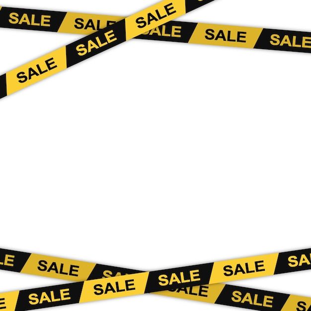 black and yellow tape with sale signs on it