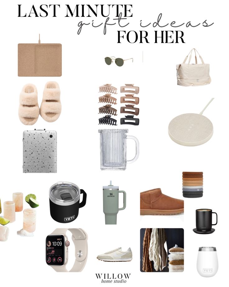 a collage of items that include shoes, mugs, and other things to wear