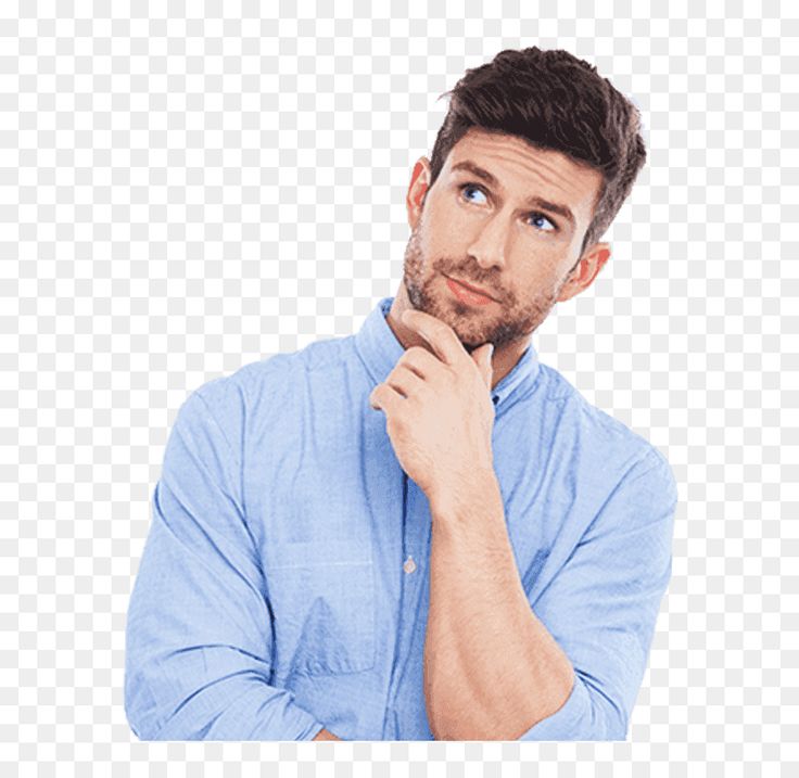 a man looking up with his chin resting on his hand while he is thinking about something