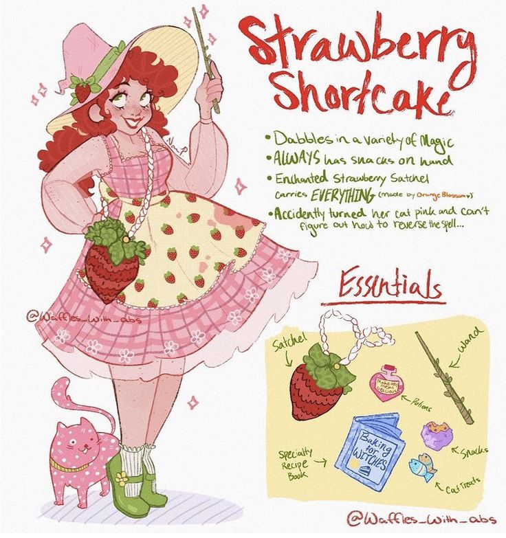 a drawing of a woman in a strawberry shortcake dress holding an umbrella and strawberries