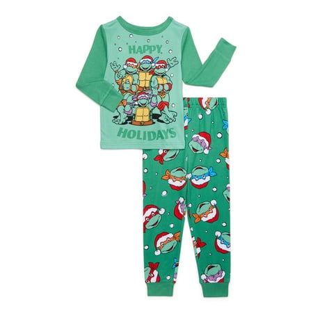 Happy Holidays from the TMNT crew! This Long-Sleeve Top & Pants Pajama Set is inspired by your child's favorite heroesTeenage Mutant Ninja Turtles! With a bold holiday graphic print on the front of the top and allover prints on the pants, this pajama set is crafted with comfort in mind and a cozy, comfy poly mix fabric. Now hes ready from lounge time to sleep time in no time. Turtle power! Size: 10.  Color: Green.  Gender: male.  Age Group: kids.