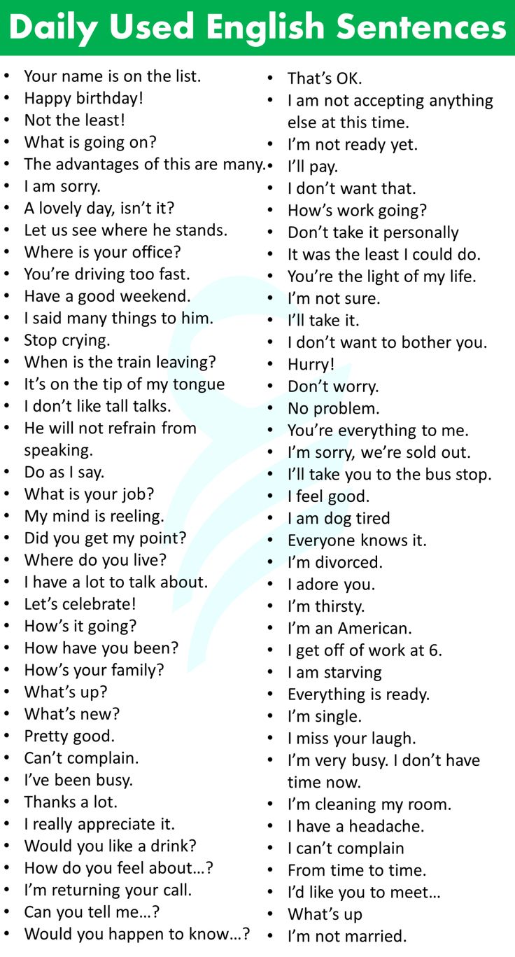 the daily use english sentences list is shown in green and white, with words on it