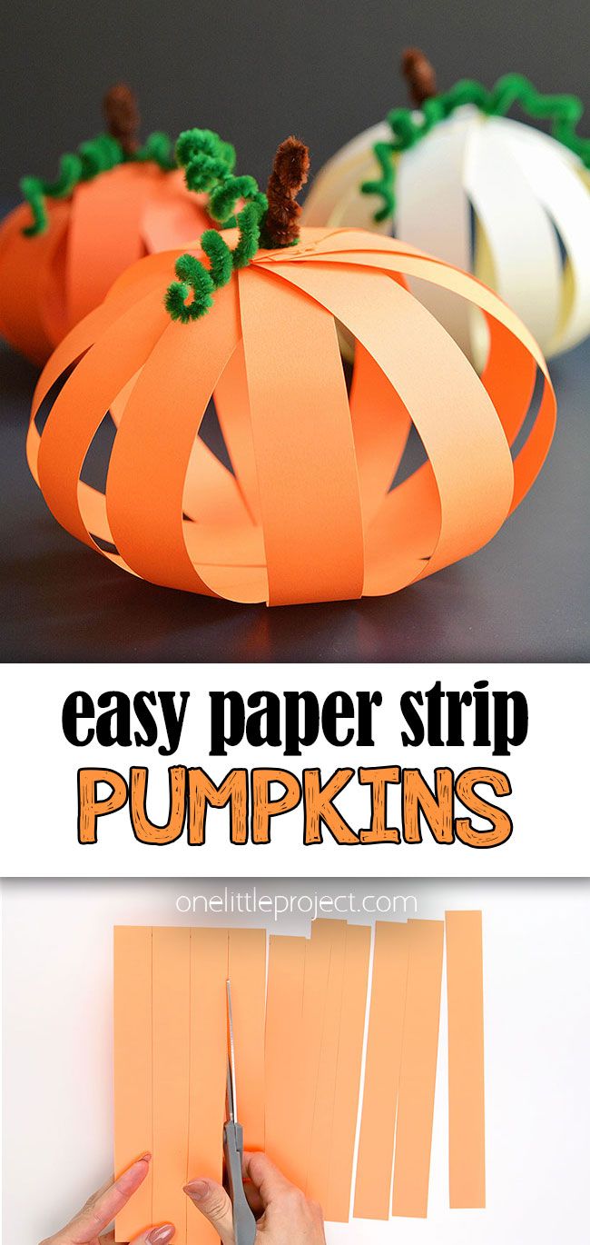 an easy paper strip pumpkin craft for kids to make