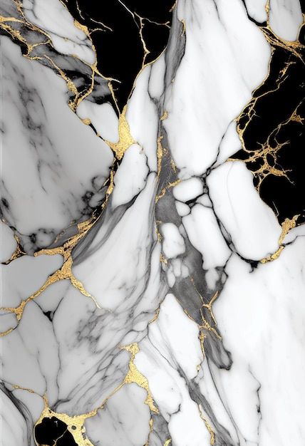 a black and white marble wallpaper with gold accents