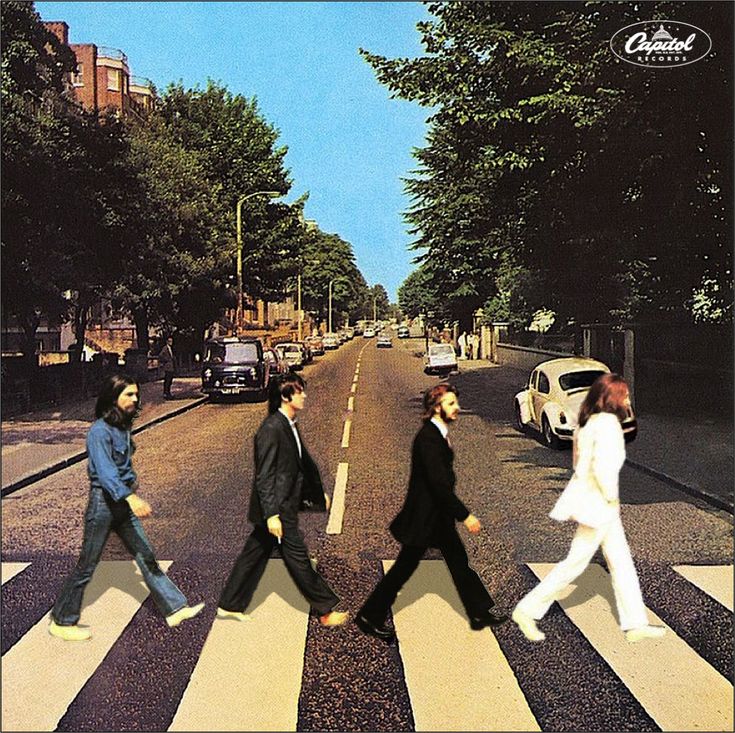 the beatles's album cover art for their album, walk on the crosswalk