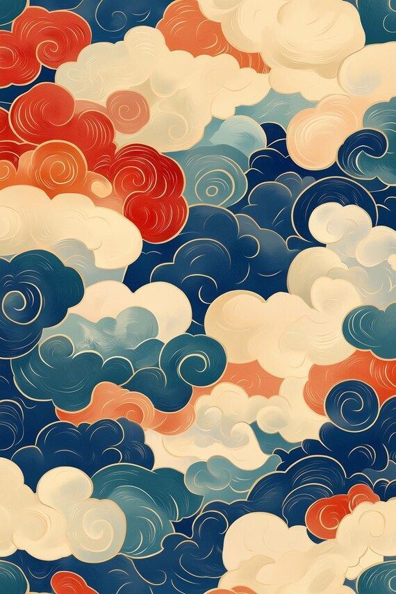 an image of clouds in the sky with red, white and blue colors on them