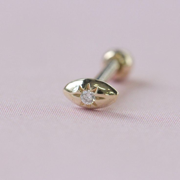 14K solid gold White Diamond Ear stud screw back piercing | Etsy Classic Internally Threaded Huggie Piercings, Classic Huggie Internally Threaded Piercings, 14k Gold Fine Jewelry Piercings For Anniversary, Fine Jewelry 14k Gold Piercings For Anniversary, Dainty Yellow Gold Piercings With Single Diamond, Dainty Diamond Gold Piercings, Everyday Internally Threaded White Gold Piercings, 14k Gold Nose Studs With Prong Setting Gift, Dainty Diamond Internally Threaded Piercings