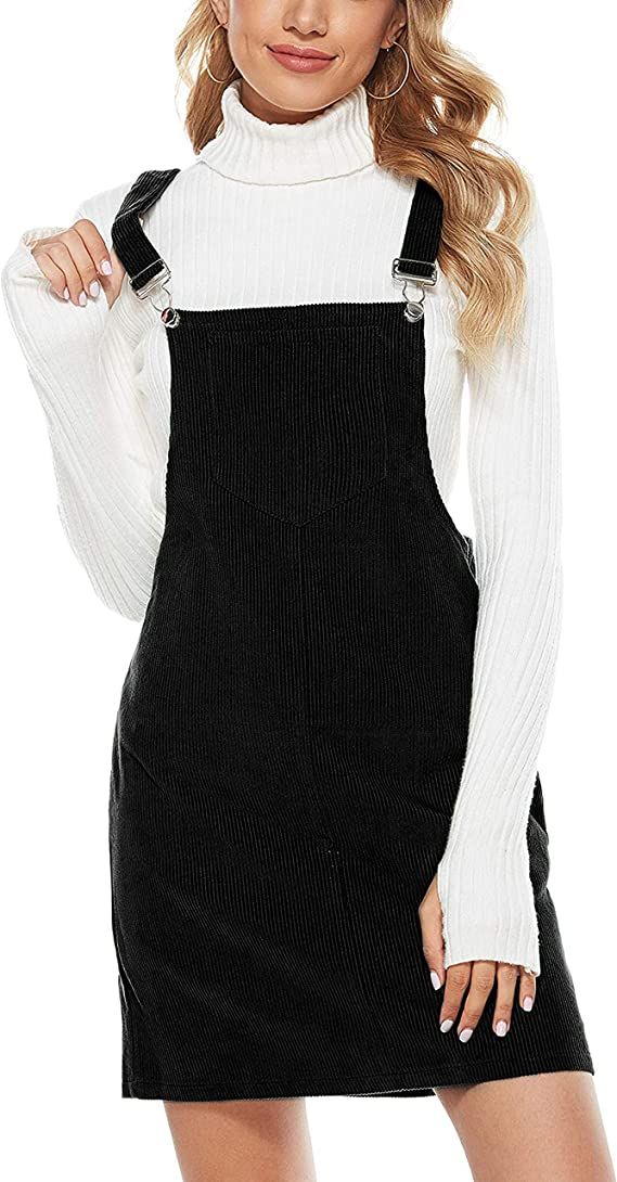 Amazon.com: Hooever Women's Cute Corduroy Overall Bib Dress Pinafore Suspender Dress Skirt Jumper（Black-XS） : Clothing, Shoes & Jewelry Event Dresses Long, Corduroy Overall, Skirt Jumper, Bib Dress, Corduroy Overall Dress, Curvy Shorts, Suspender Dress, Overall Dress, Black Solid