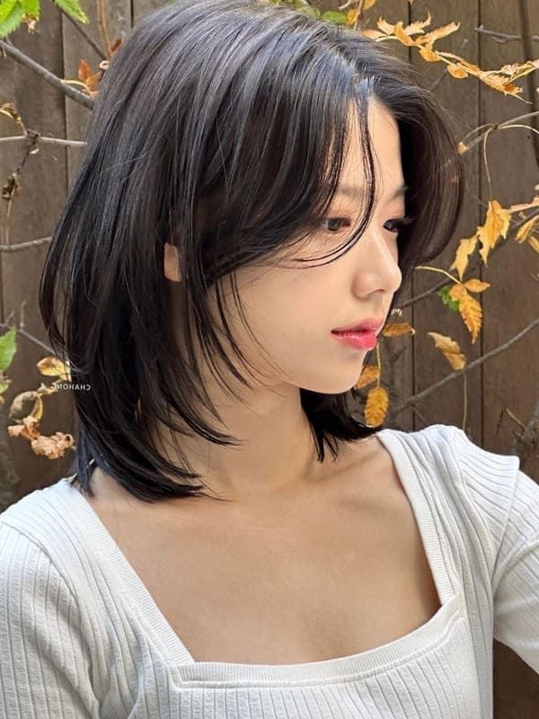 Korean shoulder length hair with face framing fringe Style Bob, Short Black Hair, Korean Short Hair, Layered Haircuts For Medium Hair, Asian Short Hair, Hair Inspiration Short, Shot Hair Styles, Shoulder Length Hair Cuts, Haircuts For Medium Hair