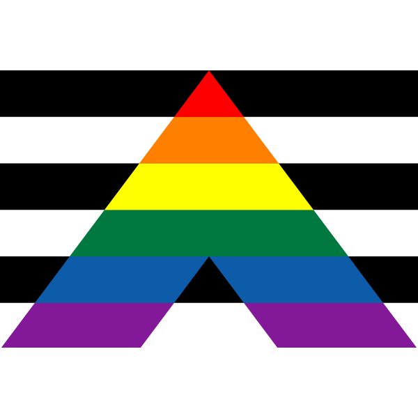 a rainbow triangle with black and white stripes