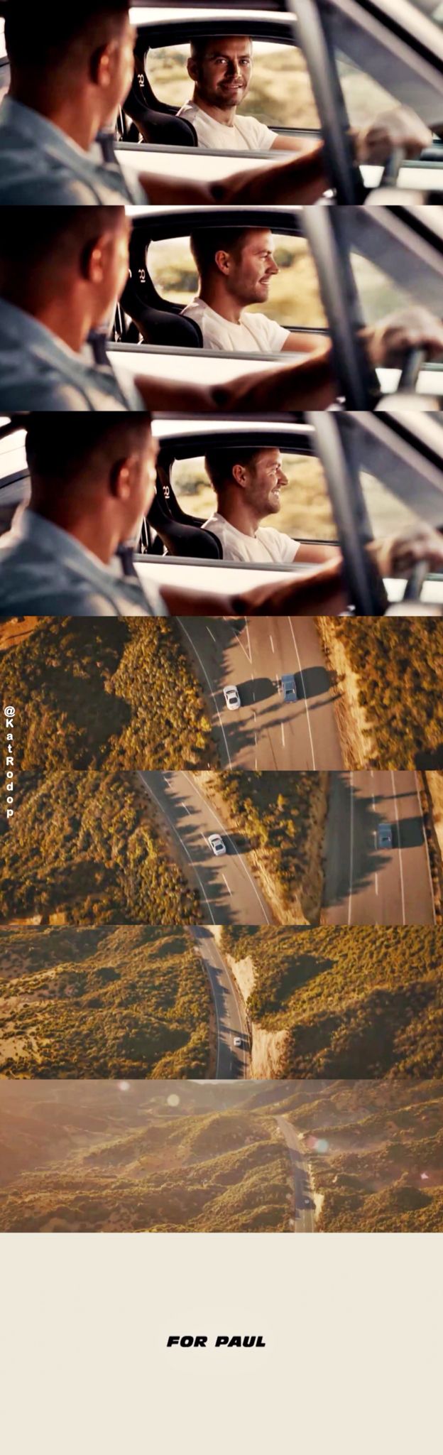 the movie poster for fast and furious starring men in cars driving down a road with trees on either side