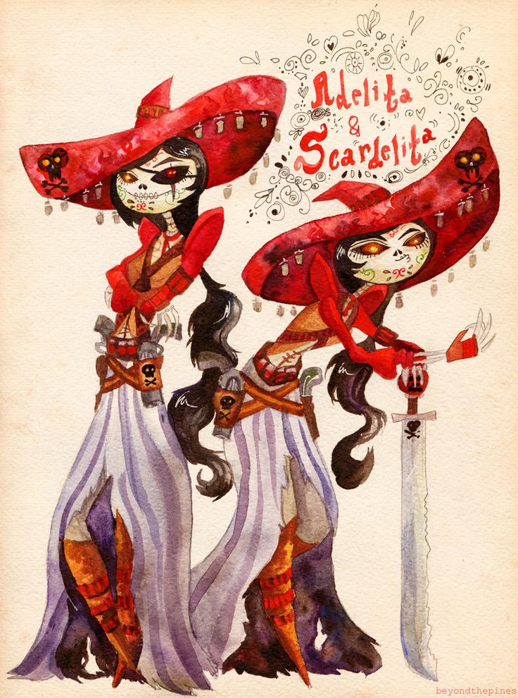 Adelita and Scardelita Sanchez by BeyondThePines on DeviantArt Mexican Illustration, Book Of Life Movie, The Book Of Life, Arte Monster High, Mexican Culture Art, Day Of The Dead Art, Illustration Ideas, Mexican Culture, Believe Me