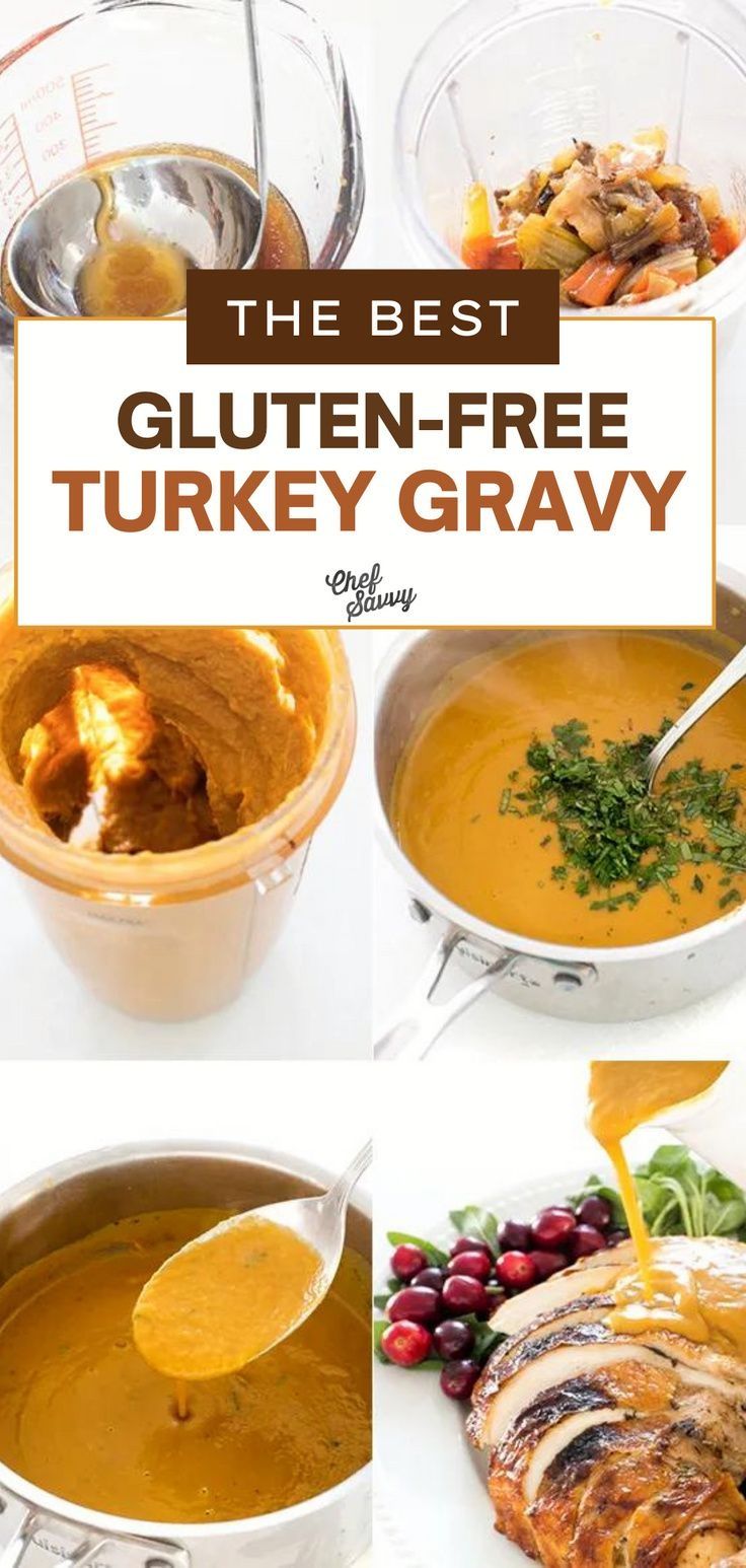 the best gluten - free turkey gravy recipe is in this collage