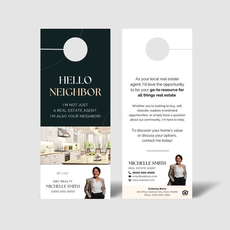 Experience a seamless, all-in-one service with us! We handle the design, printing, and shipping directly to your door. Order now to receive a personalized proof of this design, ensuring you'll love the final product before it's printed. Elevate your real estate marketing with our high-quality door hangers, available in glossy or matte finishes, crafted to make a standout impression in your neighborhood. Product Details: * Size: 3.5x8.5 inches * Premium 14pt cardstock * Double-sided * Choose from Door Tags For Realtor, Just Sold Door Hangers, Funny Real Estate Door Hangers, Door Hangers Real Estate Marketing, Real Estate Door Hangers, Door Hanger Design, Real Estate Marketing Plan, Hello Neighbor, Hanger Design