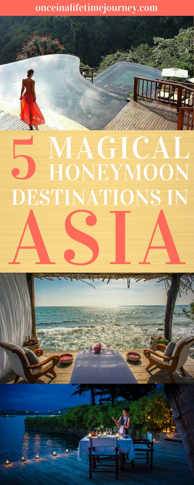 an advertisement for the 5 honeymoon destinations in asia