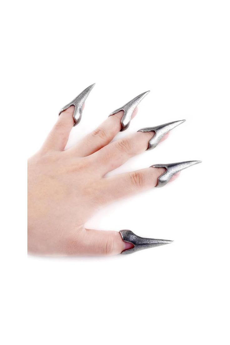 Full Finger Set Claws Vintage Nails Metal Ring Finger Claws Cosplay Gothic Talon Nail Fingertip Claw for Cosplay Nail Art Holiday Party Nail Art Holiday, Finger Claws, Nails Metal, Talon Nails, Warrior Women, Vintage Nails, Claw Ring, Holiday Nail Art, Metal Ring