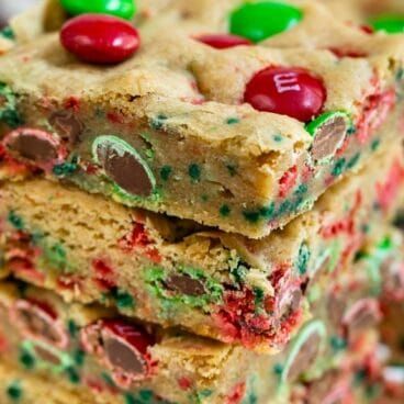 christmas cookie bars stacked on top of each other