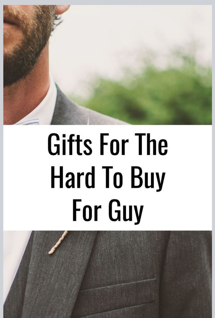 a man wearing a suit and tie with the words gifts for the hard to buy for guy