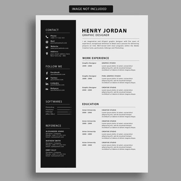 a black and white resume template with no work experience on the front, in an elegant style