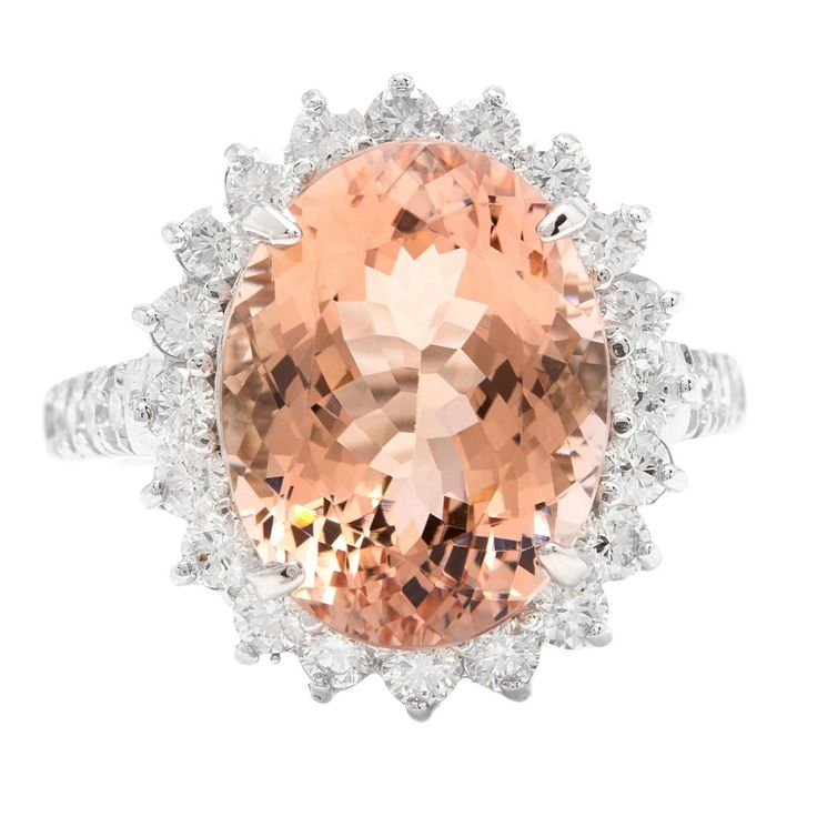 11.10 Carats Exquisite Natural Morganite and Diamond 14K Solid White Gold Ring Suggested Replacement Value: $8,500.00 Total Natural Oval Shaped Morganite Weights: Approx. 10.00 Carats Morganite Measures: Approx. 16.00 x 12.00mm Natural Round Diamonds Weight: 1.10 Carats (color G-H / Clarity SI1-SI2) Ring size: 7 (free re-sizing available) Ring total weight: Approx. 7.5 grams Disclaimer: all weights, measurements and colors are approximate and may vary slightly from the listed dimensions or as se Emerald Cut Aquamarine Ring, Morganite Diamond, Yellow Gold Diamond Ring, Emerald Cut Rings, Etsy Gold Ring, Diamond Cocktail Rings, White Gold Band, White Gold Ring, Gold Diamond Rings