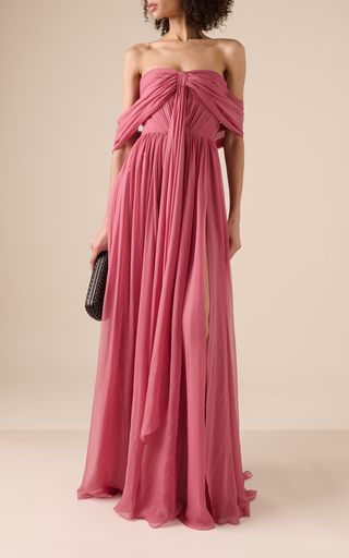 Off-The-Shoulder Silk Chiffon Maxi Dress By Zuhair Murad | Moda Operandi Wedding Dress For Women, Shoulder Wedding Dress, Off Shoulder Wedding Dress, Dusty Rose Dress, Elegant Party Dresses, Maxi Dress Prom, Fashion Female, Dress Dusty, Maxi Dress Cocktail