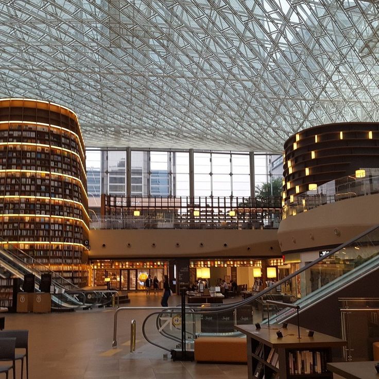 the inside of a large library with lots of books