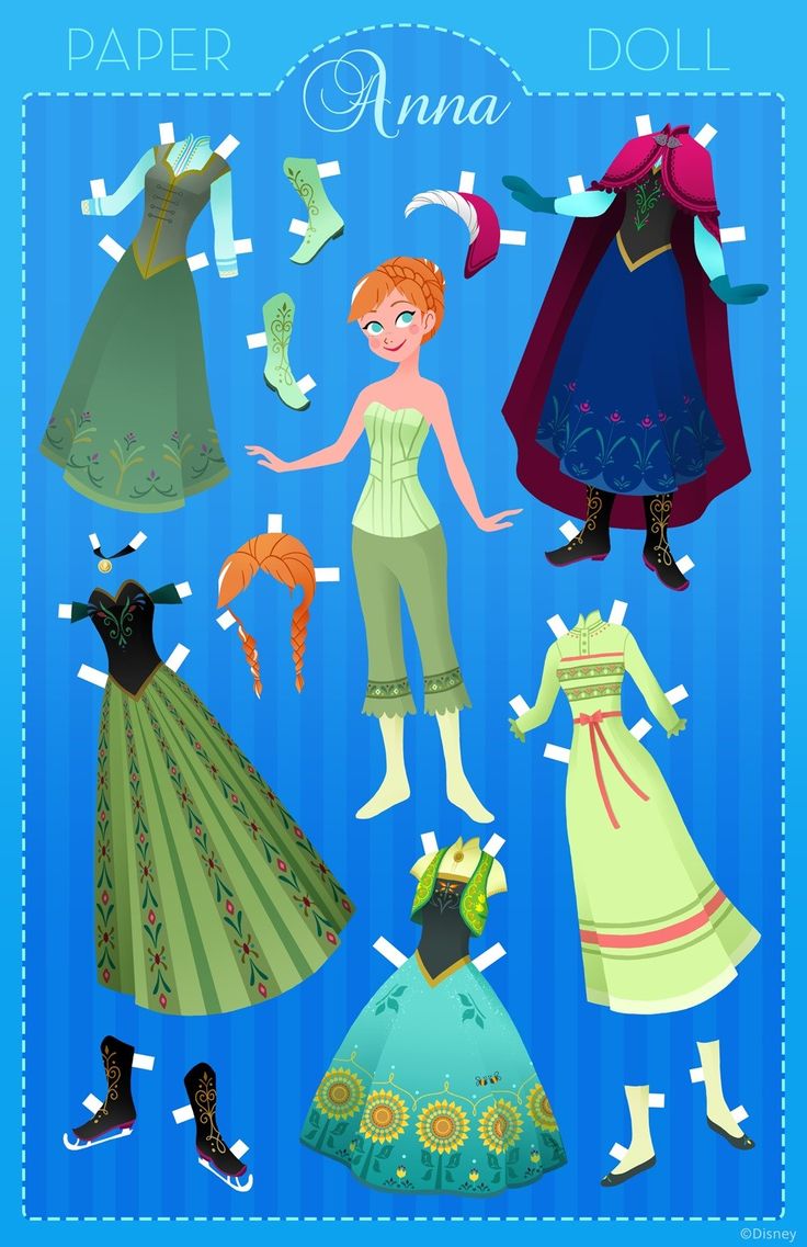 the paper doll is showing different dresses and shoes for children to wear on their own