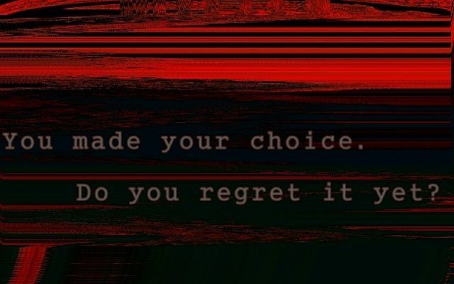 a red and black photo with the words you made your choice do you regret it yet?