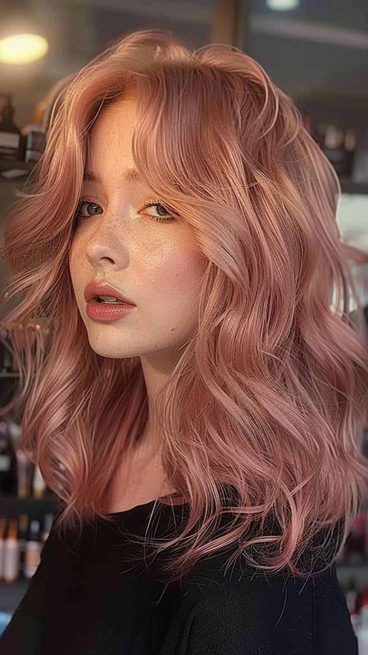 30 Radiant Blonde Hair Color Concepts Short Blonde And Pink Hairstyles, Golden Rose Hair Color, Hair Colour Rose Gold, Peach Gold Hair, Apricot Hair Color Peach Rose Gold, Rise Gold Hair, Rosy Pink Hair, Rose Hold Hair, Dark Blonde And Pink Hair