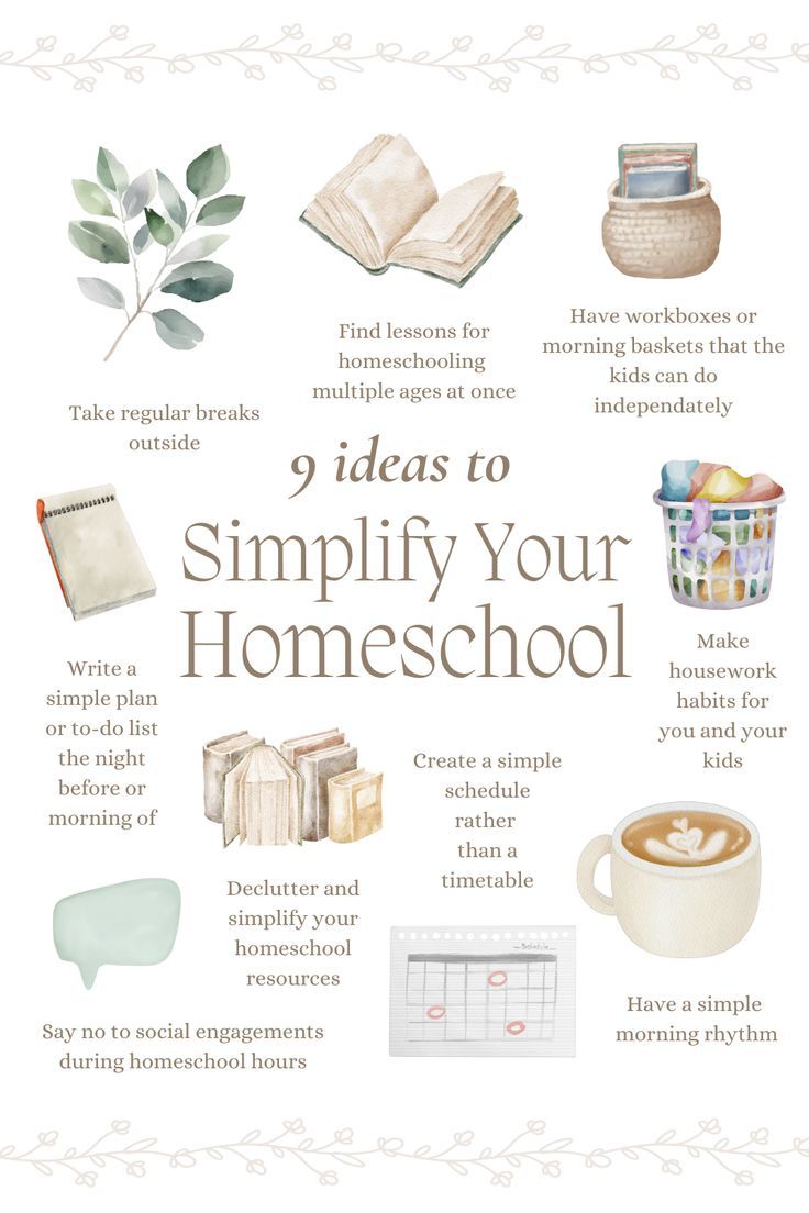 a poster with the words 9 ideas to simility your homeschool on it