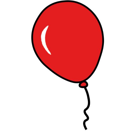 a red balloon floating in the air with a string attached to it's end