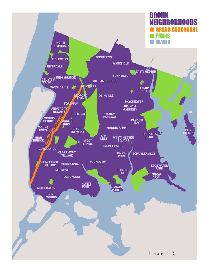 a map of the bronx boroughs and its surrounding areas in purple, green, and blue