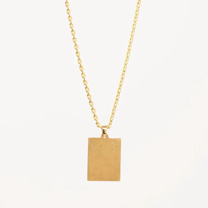 Golden Lola Pendant Necklace – Gwen Beloti Collection Modern Gold Plated Oval Pendant Necklace, Yellow Gold Medallion Pendant Necklace For Everyday, Everyday Yellow Gold Medallion Pendant Necklace, Everyday Recycled Gold Pendant Necklaces, Everyday Rectangular Pendant Necklace With Delicate Chain, Everyday Recycled Gold Pendant Necklace, Everyday Pendant Necklace In Recycled Gold, Everyday Necklace With Delicate Chain And Rectangular Pendant, Minimalist Yellow Gold Medallion Pendant Necklace