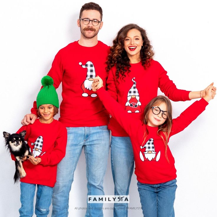 Christmas Family Sweaters, Matching Holiday Sweatshirts, Christmas Flannel ❥ THE PRICE IS PER PIECE ❥ The sweatshirts are made from premium quality 100% cotton material with wadding. These unique matching pieces are the perfect thing to wear for special occasions, family photoshoots or just casual days with your loved ones! ❥ Materials and Care: 100% Cotton    For ultimate results wash at a low temperature. Dry naturally. Iron inside out only. ❥ Make sure to check our size chart in the FAQ secti Red Long Sleeve Christmas T-shirt, Christmas Cotton Long Sleeve Sweater, Holiday Cotton Sweater With Long Sleeves, Holiday Long Sleeve Cotton Sweater, Long Sleeve Cotton Sweater For Holiday, Christmas Festive Long Sleeve Tops, Family Matching Crew Neck Winter Sweater, Festive Long Sleeve Tops For Christmas, Casual Family Winter Sweatshirt