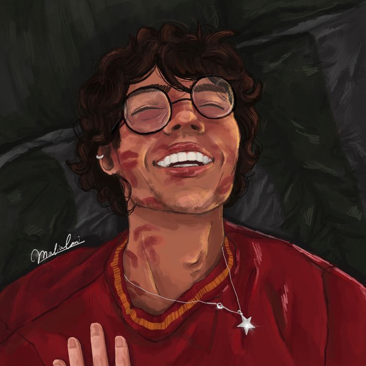 a digital painting of a man with glasses and a smile on his face is shown