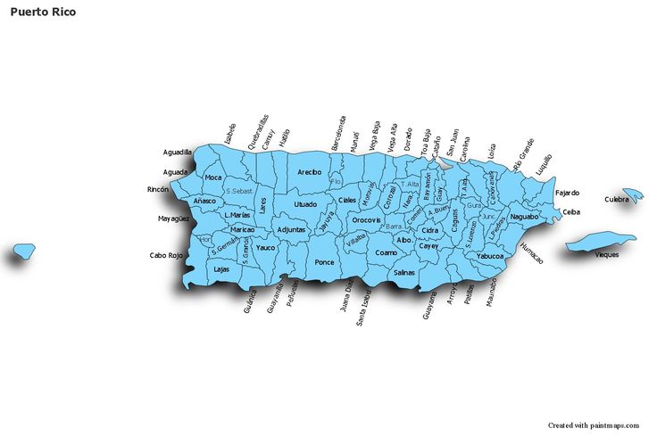 a map of puerto rico with the major cities and rivers in blue, on a ...