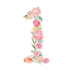 the letter i is made up of pink flowers and green leaves on a white background