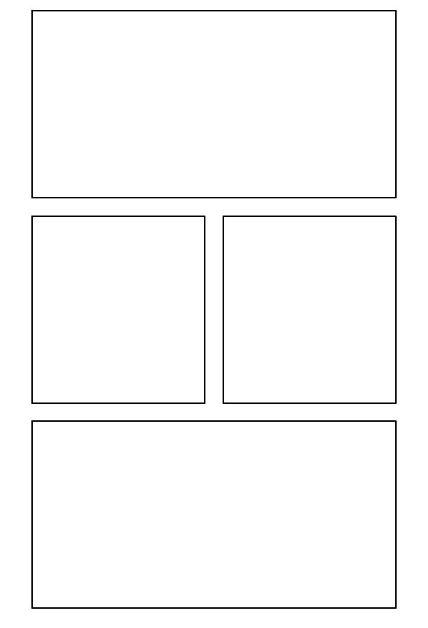 the four paneled paper is shown in black and white, with no lines on it