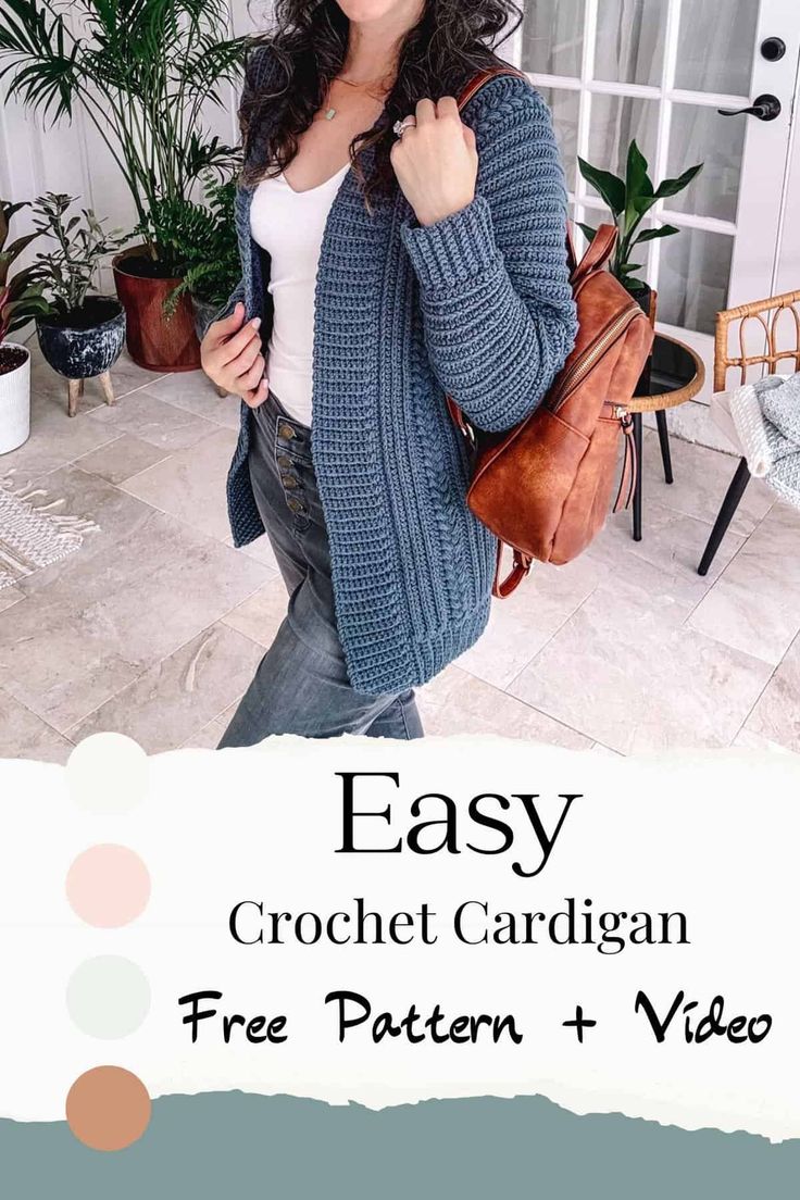 the easy crochet cardigan free pattern and video