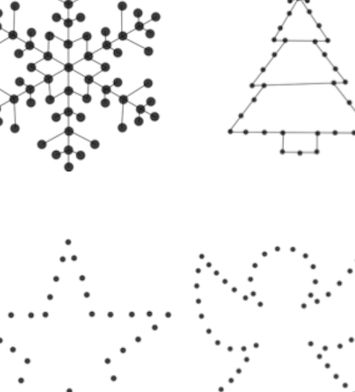 four different types of trees are shown in this image, each with dots on them