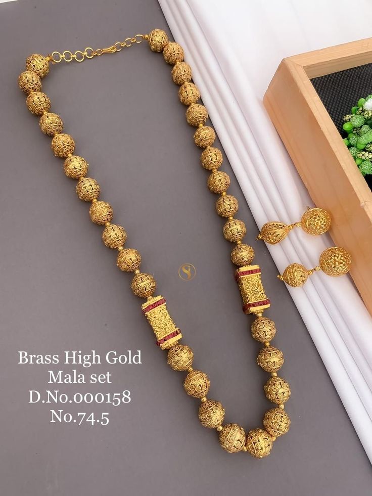 To buy whatsapp @9335835609 #mala #goldmala Gold Mala, Gold Jewels Design, Gold Bridal Jewellery Sets, Beads Jewellery, Jewellery Sets, Jewelry Design Necklace, Bridal Jewellery, Mala Beads, Gold Jewellery