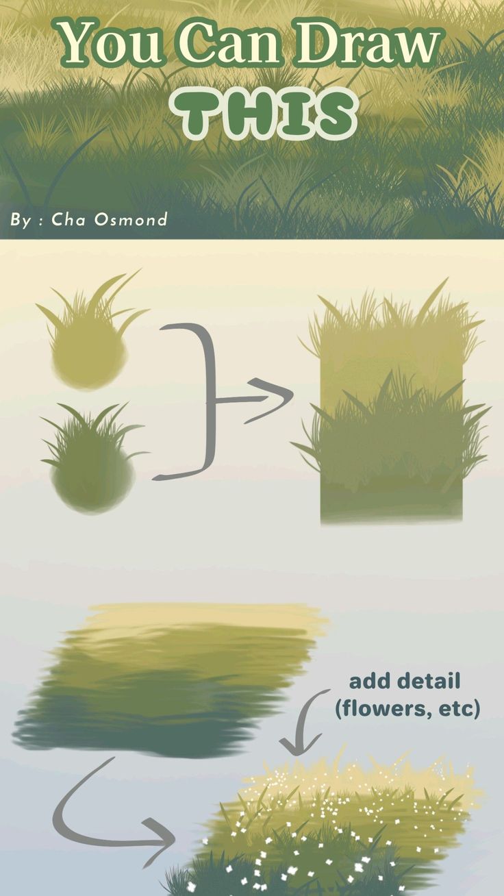 Grass Tutoial How To Color Wood Digital Art, How To Paint Grass Digital, Landscape Art Procreate, Nature Digital Art Tutorial, Dirt Drawing Reference, Art Painting Digital, Painting Ideas Digital, Tree Painting Tutorial Acrylic, Watercolor Digital Art Tutorial