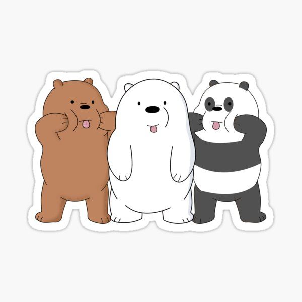 three polar bears sticker on a white background