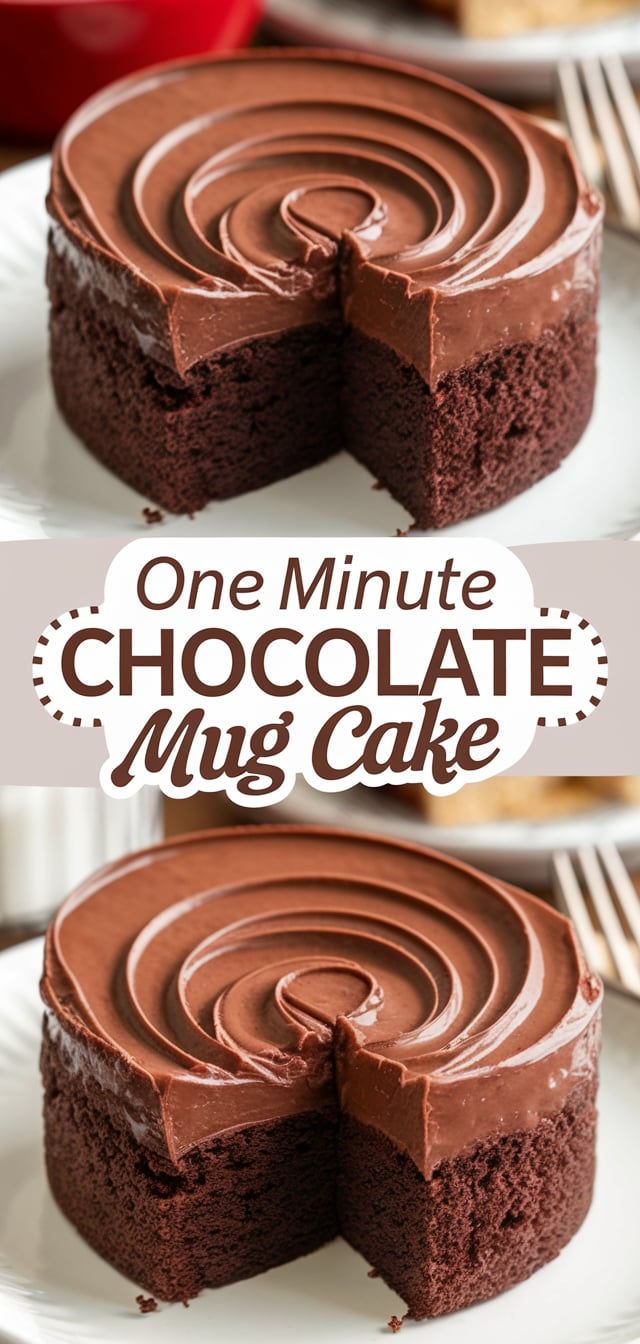 one minute chocolate mug cake on a white plate