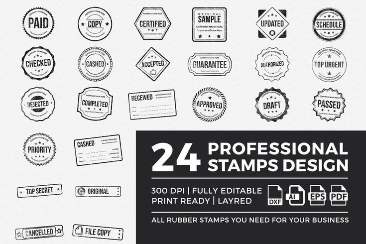 stamp stamps for business and advertising with the text, 24 professional stamps design on it