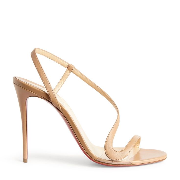 Christian Louboutin Rosalie 100 Strappy Leather Sling Sandals Heels Shoes A Svelte Strap Glides Elegantly Around The Foot In This Slingback Sandal Featuring A Slender Stiletto Heel And Signature Red Sole. 100mm Heel Elasticized Slingback Strap Leather Upper, Lining And Sole Made In Italy Designer Color: Nude 1. Size 42 Eu (Insole Measures 10.75", Heel: 4.25"). Typically Cl Shoes Run Small. Brand New Withthe Box With Christian Louboutin Signature Dust Bag. Louboutin Wedges, Strap Sandals Heels, White Strappy Sandals, Christian Louboutin Sandals, Leopard Sandals, Louboutin Heels, Christian Louboutin Heels, Leather Platform Sandals, Embellished Sandals