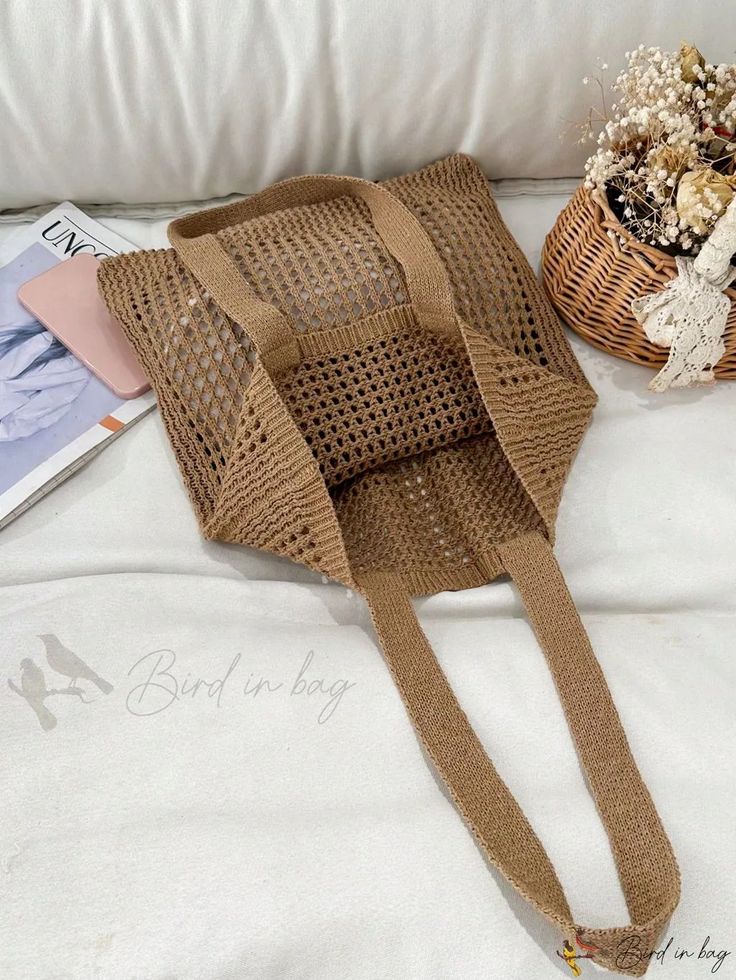 Bird in Bag - Cotton Knitted Out and About Capacity Bag for Vacation Trendy Knitted Bags For Daily Use, Casual Knitted Shopping Bags, Knitted Tote Beach Bag For Daily Use, Trendy Knitted Travel Bags, Casual Everyday Knitted Bags, Casual Crochet Travel Bag, Casual Lightweight Brown Crochet Bag, Casual Knitted Crochet Travel Bag, Beige Knitted Straw Bag For Daily Use