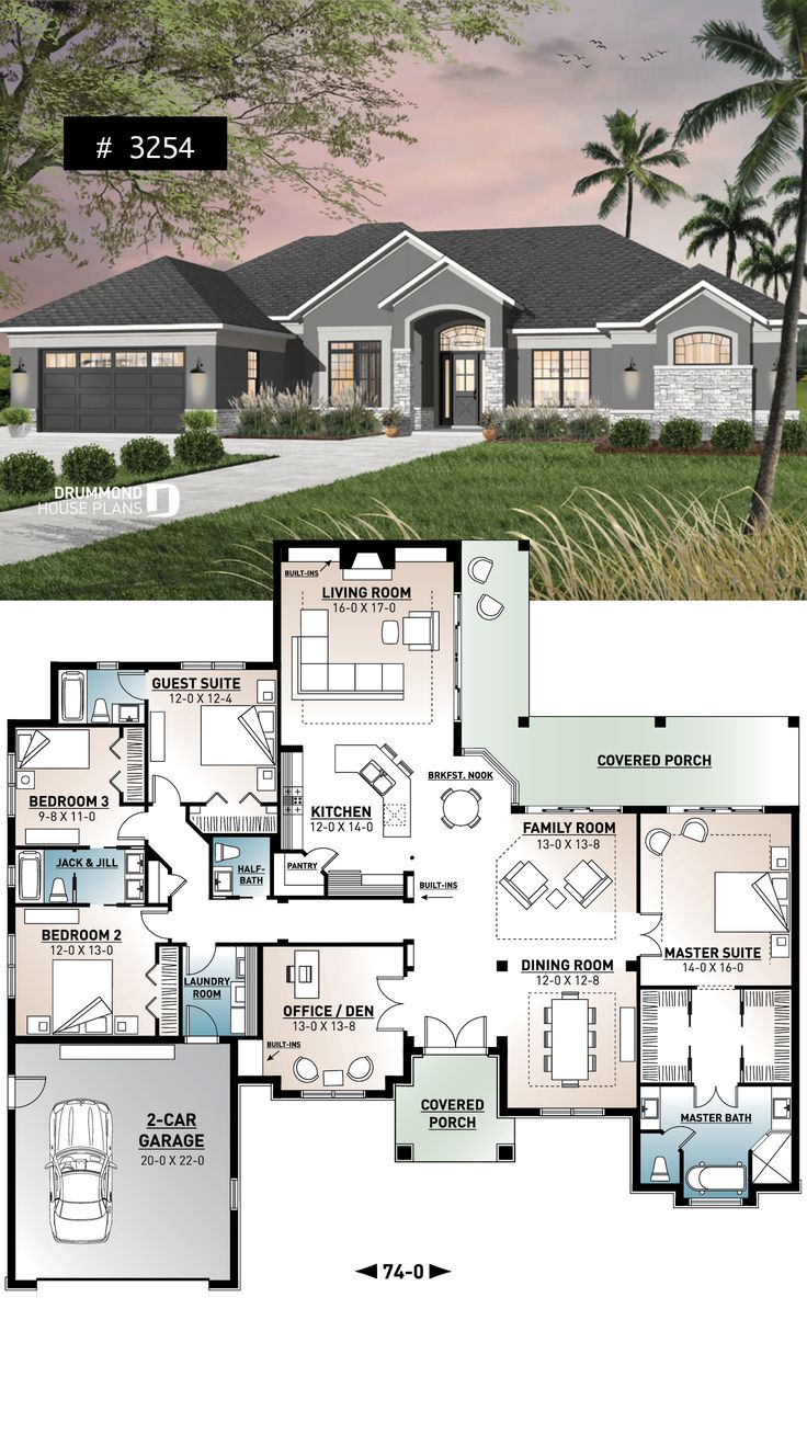 the floor plan for this modern house is very large and has lots of space to put in